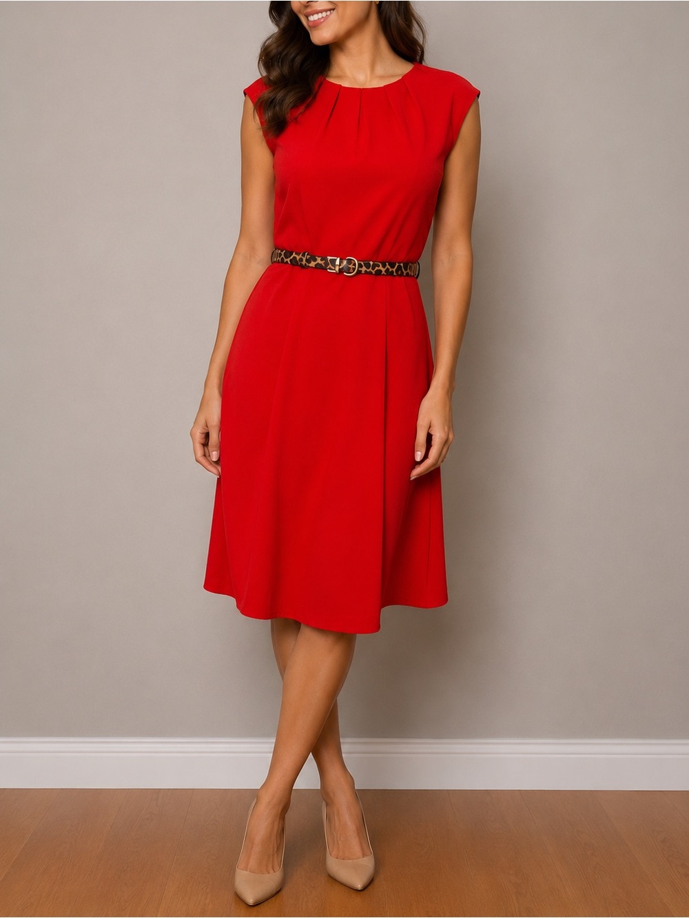 EMMA & MICHELE RED FIT & FLARE A-LINE DRESS | CAREER TO COCKTAIL | CHIC | SIZE 8